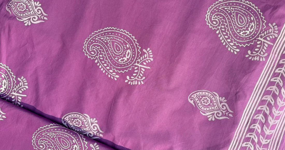 Alpana-inspired hand block printed fabric design rooted in village festival traditions