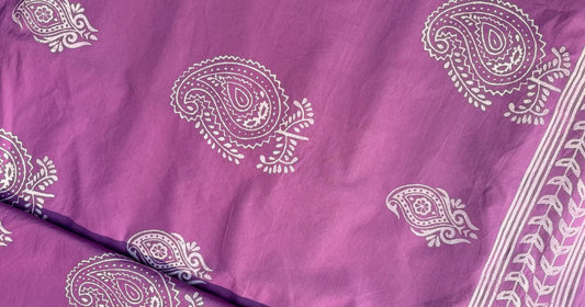 Alpana-inspired hand block printed fabric design rooted in village festival traditions