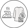 Warm iron on reverse side. Avoid direct ironing on embroidery or prints.